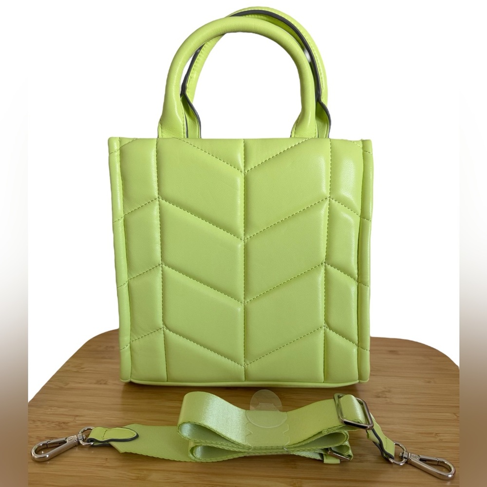 A New Day Quilted Satchel/Crossbody in Yellow/Lime Green